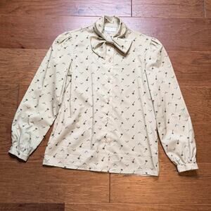 Vintage 1980s button up blouse with bow